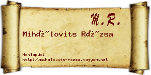 Mihálovits Rózsa névjegykártya